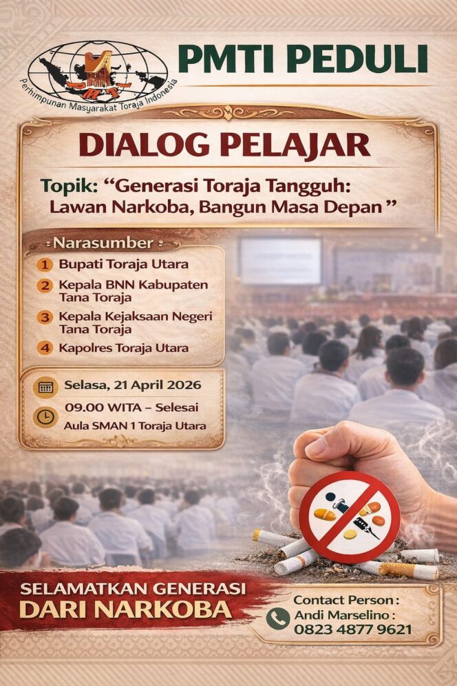 
					PMTI Peduli Siapkan Dialog Pelajar, Satukan Tokoh Daerah Selamatkan Generasi Toraja dari Narkoba