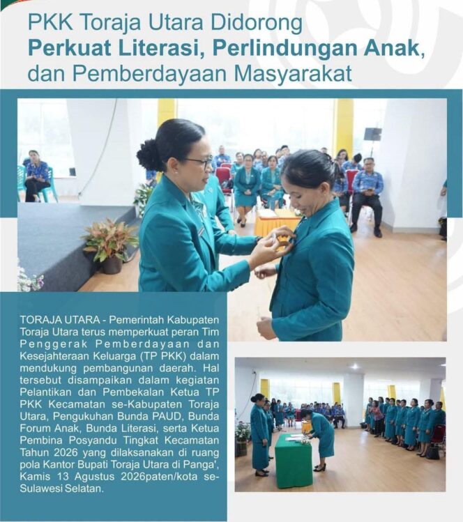 
					PKK Toraja Utara Didorong Perkuat Literasi, Perlindungan Anak, dan Pemberdayaan Masyarakat